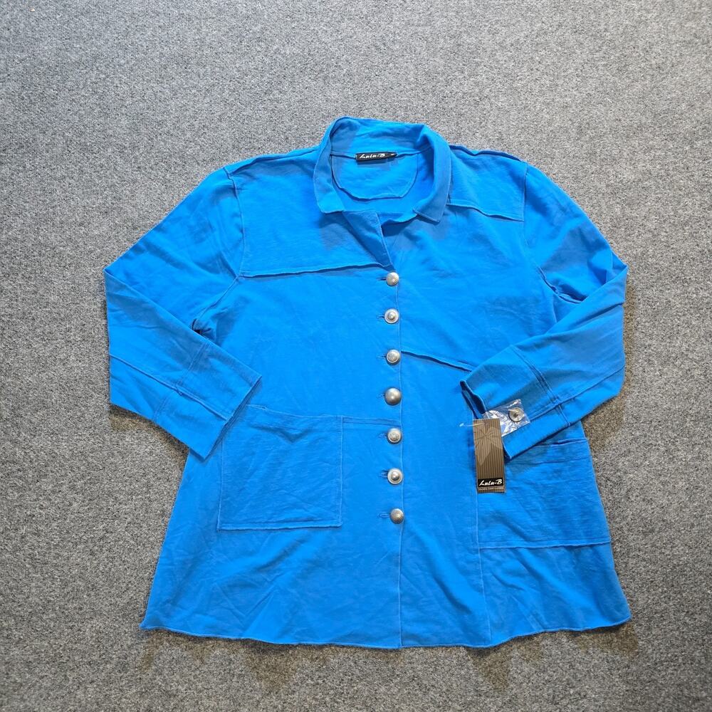 Lulu B Jacket Womens Size XL Blue Button Up Pockets Long Sleeves Casual Capsule